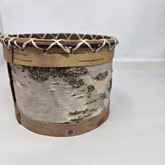 Handmade Birchbark Basket Primitive Look Stitched Laced Together Natural Nature - Picture 6 of 12